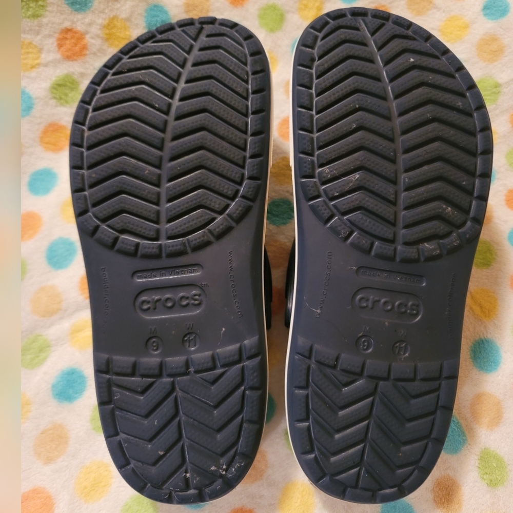 ❌️SOLD❌️ Crocs Crocband Slip On Sandals Waterproof Navy Mens 9 Womens 11 - Picture 11 of 13